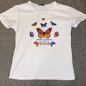 SHEIN Butterfly And Slogan Graphic Tee